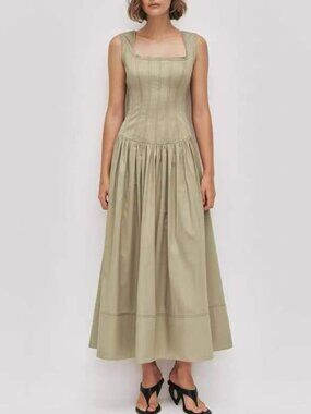 aje falling water dress Long Sleeve Maternity Maxi Dress Deep Green / Medium